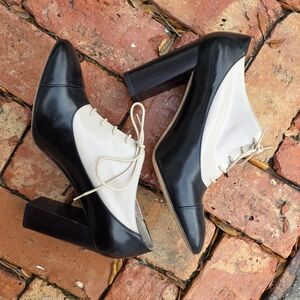 Kate Spade Black and Cream Heeled Oxfords